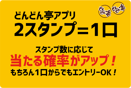 スタンプ数に応じて当たる確率がアップ！もちろん1口からでもエントリーOK！