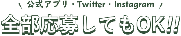 公式アプリ・Twitter・Instagram全部応募してもOK!