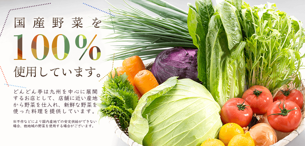 国産野菜を100%使用しています